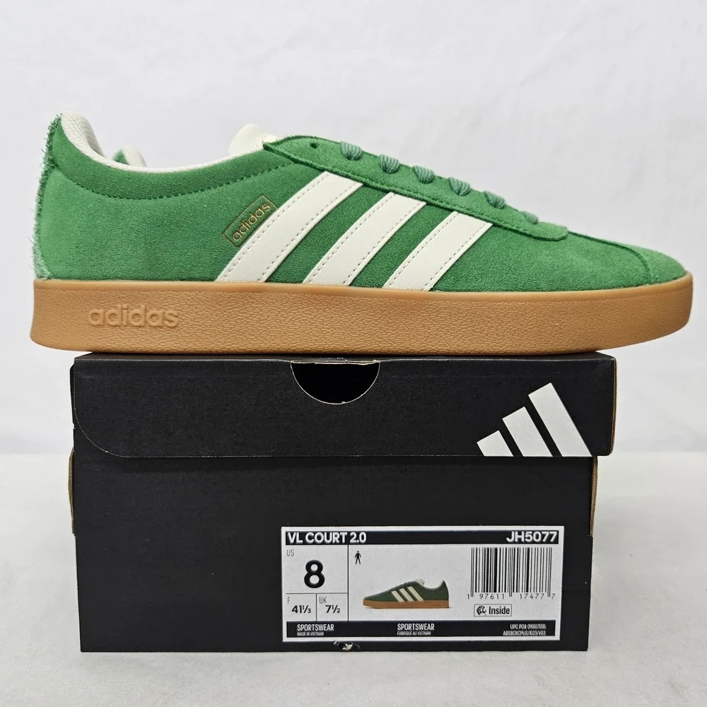 Adidas VL Court‎ 2.0 Casual Sneakers JH5077 Green Suede Gum Sole Men Size 8